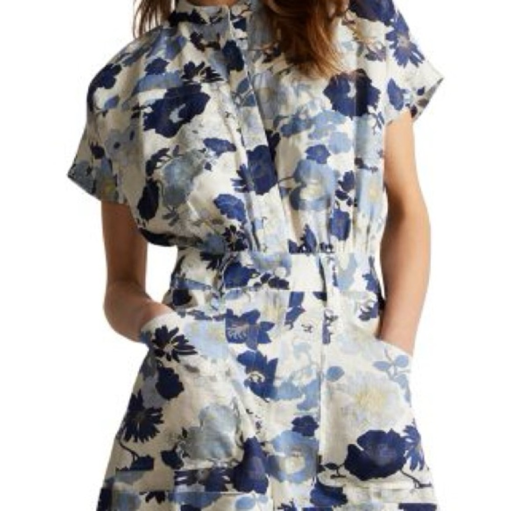 Ted Baker Jensine Blue and Cream Floral Romper